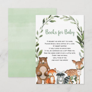 Woodland greenery animals book request baby shower enclosure card