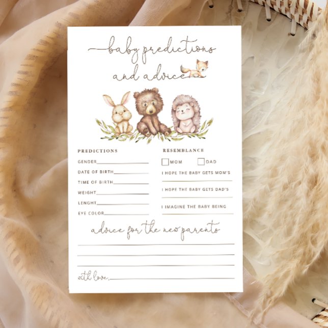 Woodland Greenery Baby Predictions and Advice Card (Creator Uploaded)