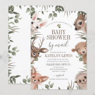Woodland Greenery Baby Shower by Mail Invitation