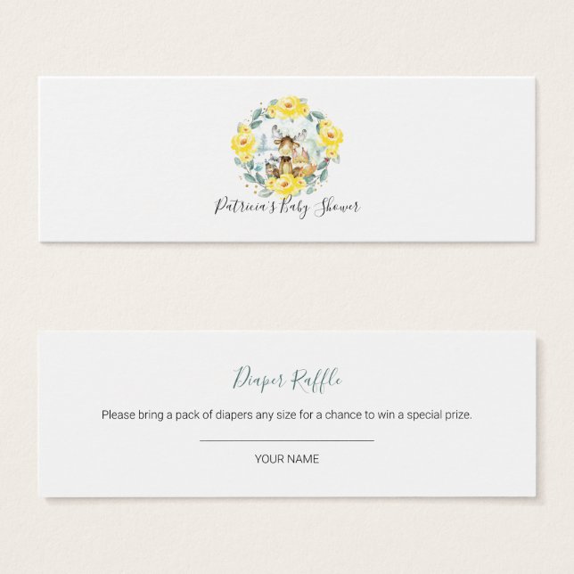 Woodland Greenery Baby Shower Diaper Raffle (Front & Back)