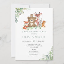 Woodland Greenery Baby Shower Invitation