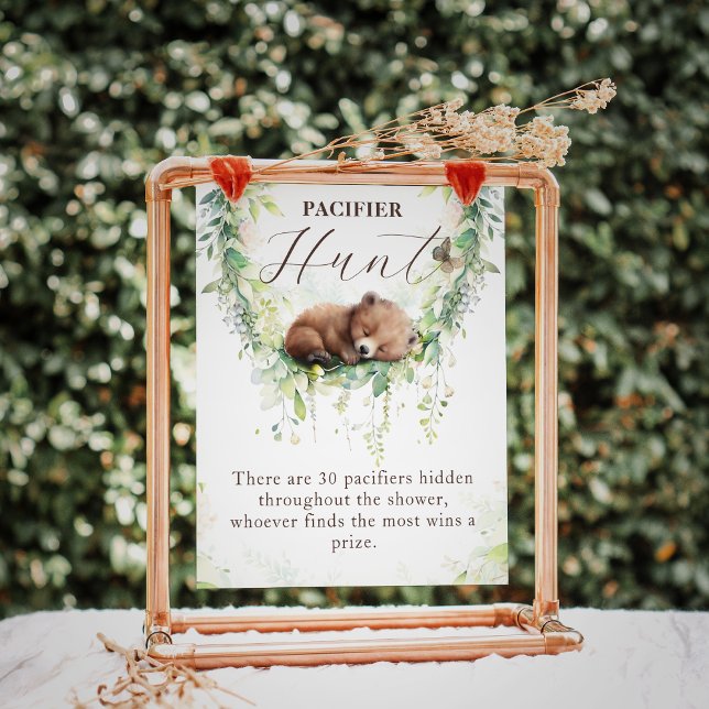 Woodland Greenery Baby Shower Pacifier Hunt Game Poster (Creator Uploaded)