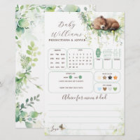 Woodland Greenery Baby Shower Predictions Game