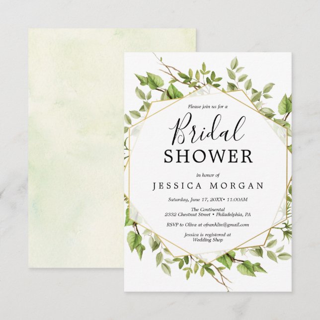 Woodland Greenery Bridal Shower Invitation Card (Front/Back)