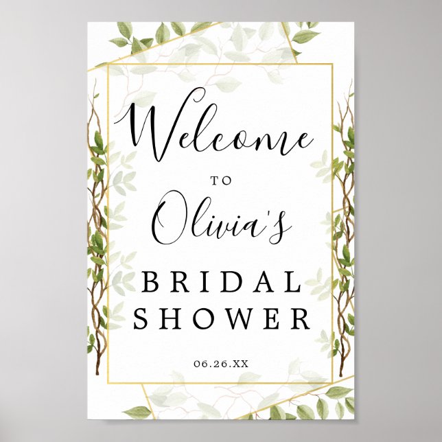 Woodland Greenery Bridal Shower Welcome Sign (Front)