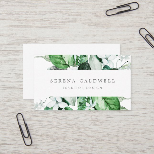 Woodland Greenery Business Card (Front/Back In Situ)