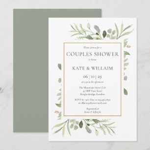 Woodland Greenery Couples Baby Shower Sprinkle Invitation
