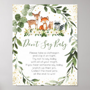 Woodland Greenery Don't Say Baby Game Poster