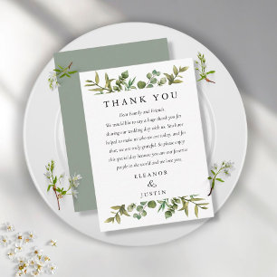 Woodland Greenery Eucalyptus Wedding Thank You Place Card
