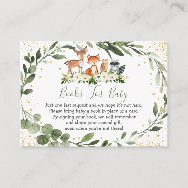 Woodland Greenery Forest Animal Book Request Enclosure Card (Front)