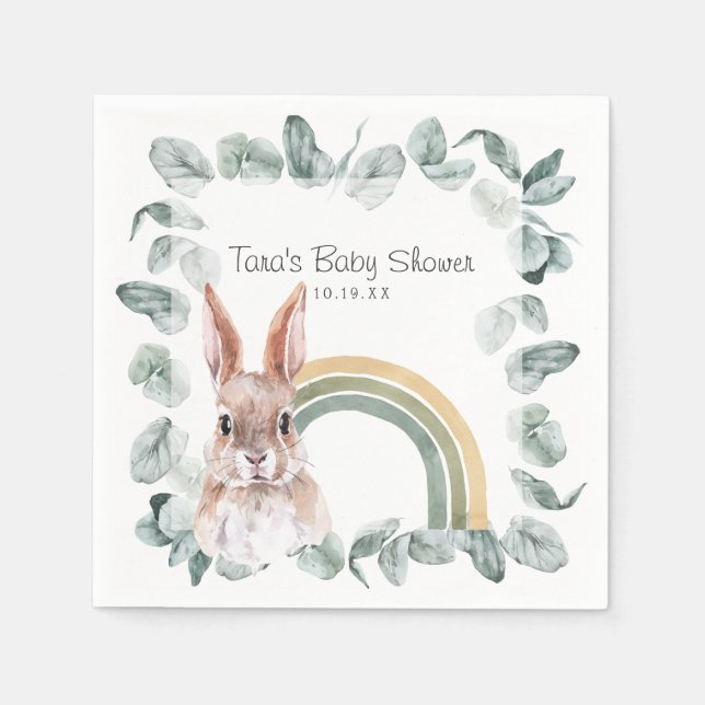 Woodland Greenery | Forest Animals & Rainbows Napkin (Front)