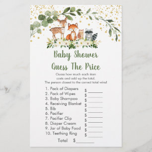 Woodland Greenery Guess The Price Baby Shower Game
