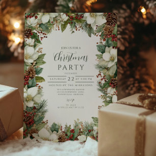 Woodland Greenery Holiday Gathering Invitation