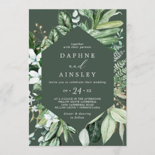 Woodland Greenery Hunter Casual Wedding Invitation