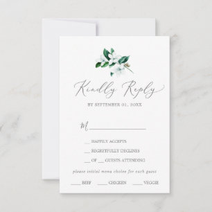 Woodland Greenery Menu Choice RSVP Card