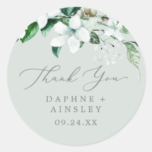 Woodland Greenery   Mint Green Thank You Wedding Classic Round Sticker