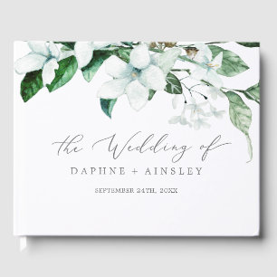Woodland Greenery Monogram Back Wedding Guest Book