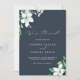 Woodland Greenery Navy Blue Elopement Announcement