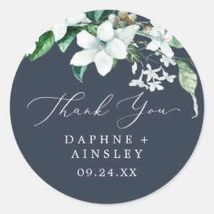 Woodland Greenery Navy Thank You Favour Sticker