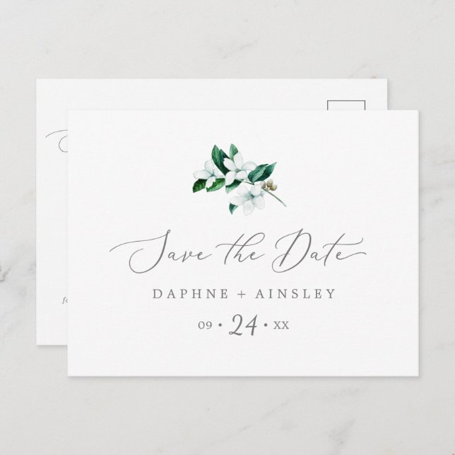 Woodland Greenery Save the Date Postcard (Front/Back)