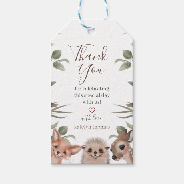 Woodland Greenery Thank You Gift Tags (Front)
