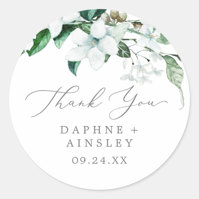 Woodland Greenery Thank You Wedding Favour Sticker (Front)
