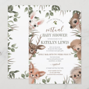 Woodland Greenery Virtual Baby Shower Invitation