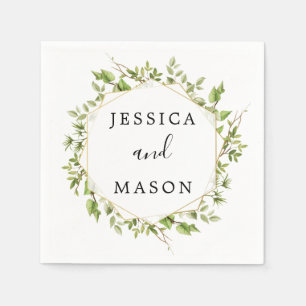 Woodland Greenery Wedding Cocktail Napkin