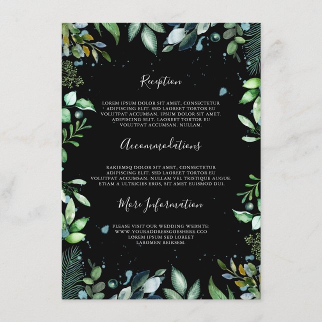 Woodland Greenery Wedding Information Guest Enclosure Card (Front)