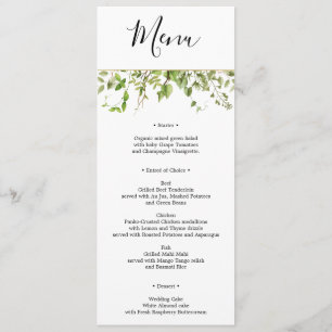 Woodland Greenery Wedding Menu or Bridal Shower Invitation
