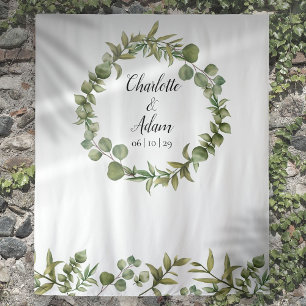 Woodland Greenery Wedding Photo Booth Backdrop Tapestry