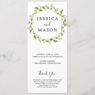 Woodland Greenery Wedding Program Programme