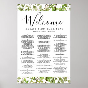Woodland Greenery Wedding Seating Chart Sign