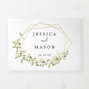 Woodland Greenery Wedding Tri-Fold Invitations