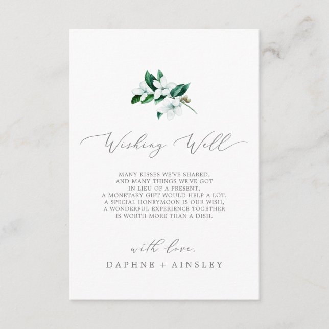 Woodland Greenery Wedding Wishing Well Card (Front)