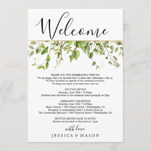 Woodland Greens Wedding Welcome Itinerary Letter Programme