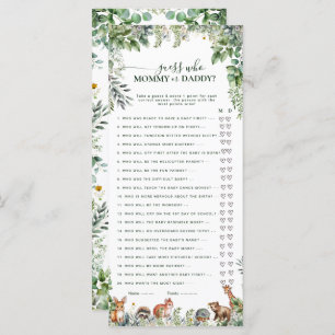 Woodland Guess Mummy or Daddy Baby Shower Game 