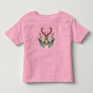 Woodland Harmony – Boho Deer Botanical Illustratio Toddler T-Shirt