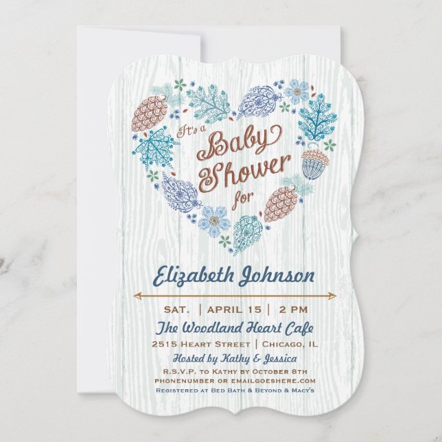 Woodland Heart Baby Boy Shower Invitation (Front)