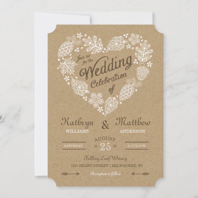 Woodland Heart Wedding Invitation (Front)