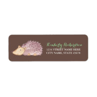 Woodland Hedgehog Address Label / Brown