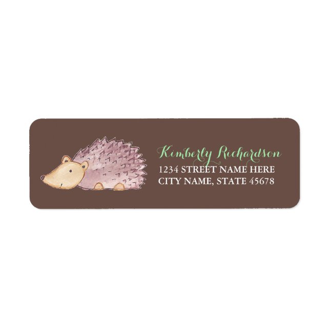 Woodland Hedgehog Address Label / Brown (Front)