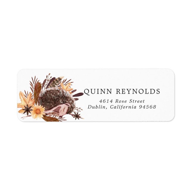 Woodland Hedgehog | Autumn Return Address Label (Front)