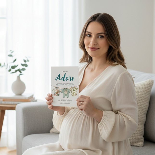 Woodland Hedgehog Baby Clothes A Boy To Adore Invitation (Creator Uploaded)