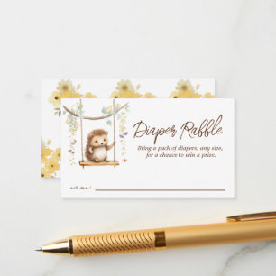 Woodland Hedgehog Baby Shower Diaper Raffle Enclosure Card