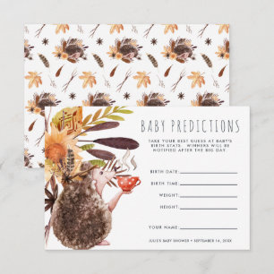 Woodland Hedgehog Baby Shower Guessing Game Invitation