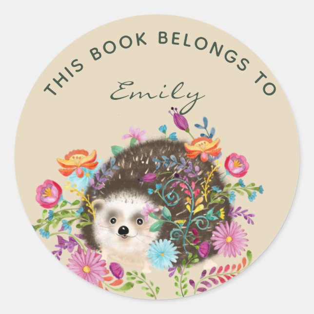 Woodland Hedgehog BOOK Stickers - add name (Front)