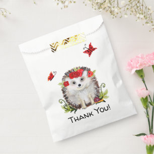 Woodland Hedgehog Butterfly Baby Shower Thank You Favour Bags