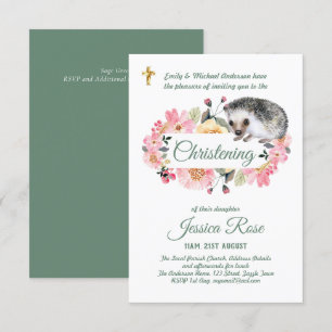 Woodland Hedgehog Christening Invites Baptism 