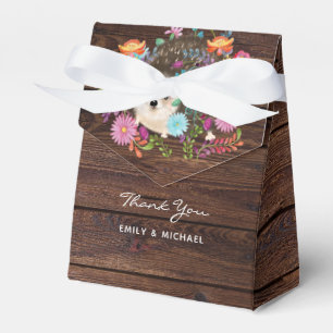 Woodland Hedgehog Favours Box Rustic Wood